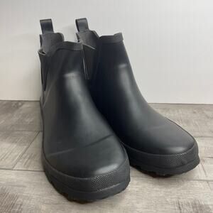 NWT CHAPS Matte Black Rubber Rain Boots AEVA BO RAI Sz 10 Slip On Low Top